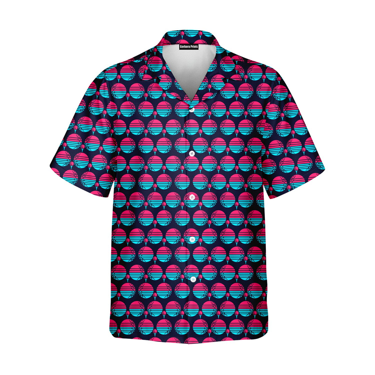 Synthwave Bogey Sun Hawaiian Shirt - Front