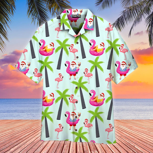 Amazing Santa Claus Flamingo On The Beach Hawaiian Shirt