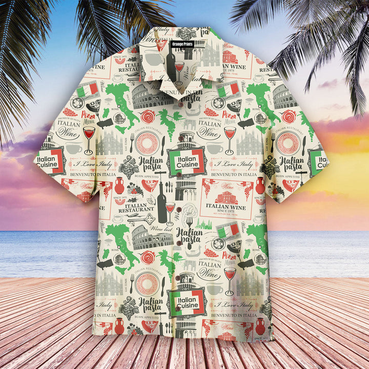 Icon Italian Flag In Retro Style White Hawaiian Shirt