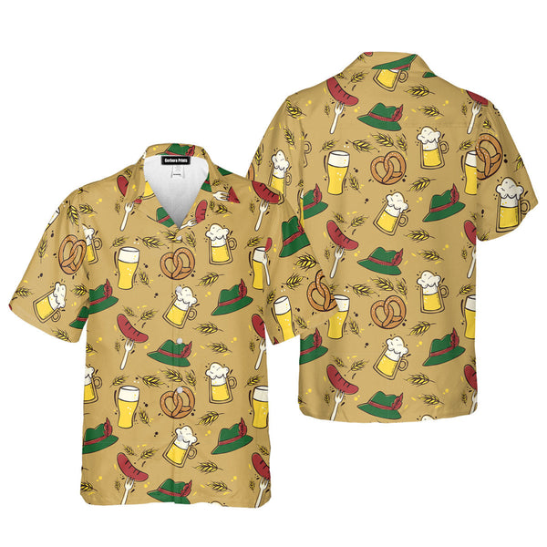 Brown Traditional Oktoberfest Beer And Pretzels Hawaiian Shirt