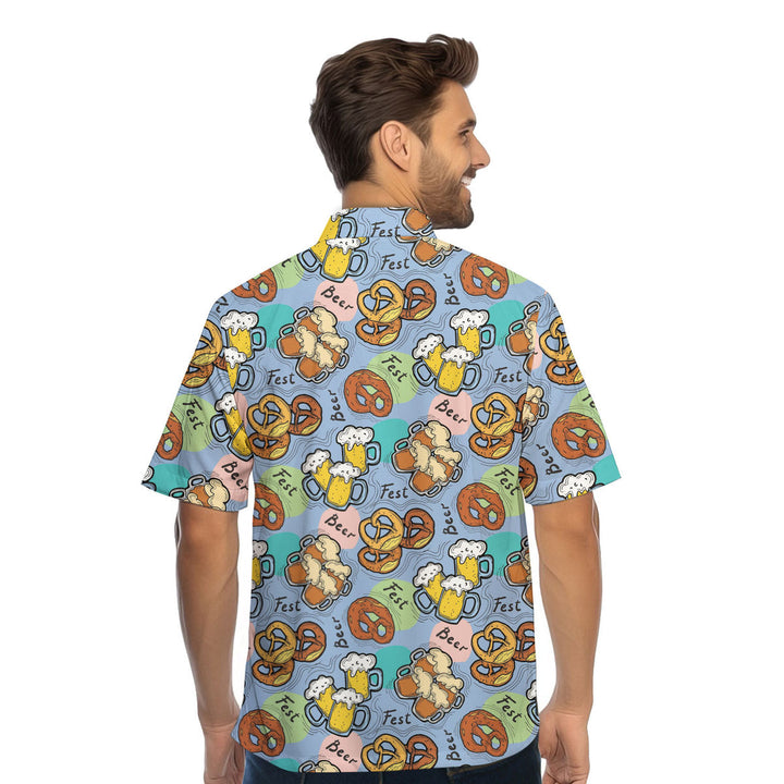 Blue Oktoberfest Beer Flowers Hawaiian Shirt 