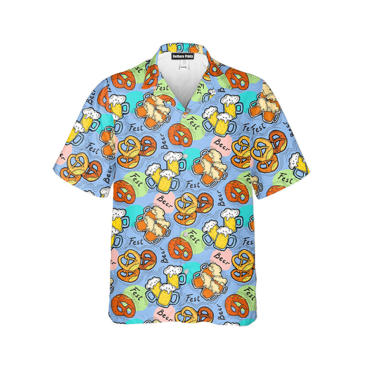 Blue Oktoberfest Beer Flowers Hawaiian Shirt 