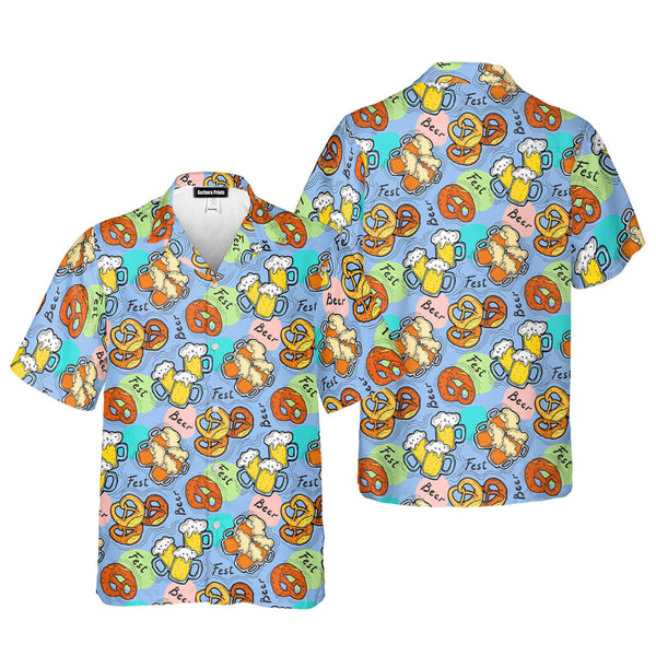 Blue Oktoberfest Beer Flowers Hawaiian Shirt 