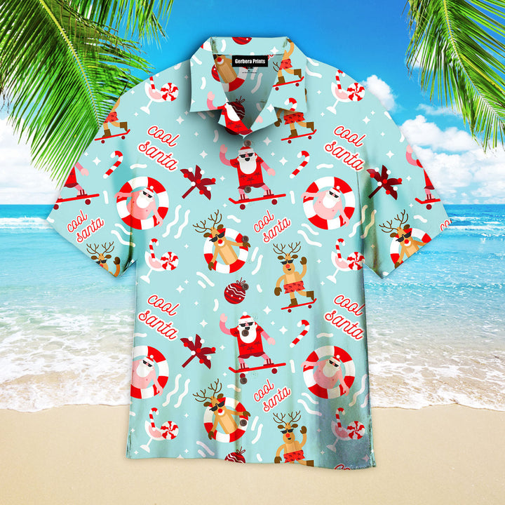 Christmas In July Cool Santa Reindeer Summer Beach Hawaiian Shirt