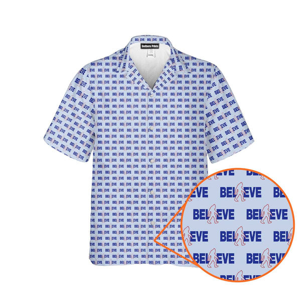 I Believe Bigfoot Pattern Blue - Funny Hawaiian Shirt