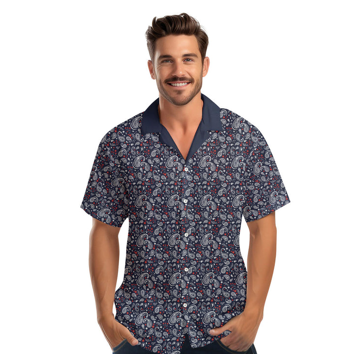 Navy Paisley Hawaiian Shirt