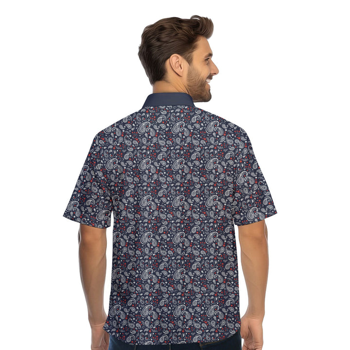 Navy Paisley Hawaiian Shirt