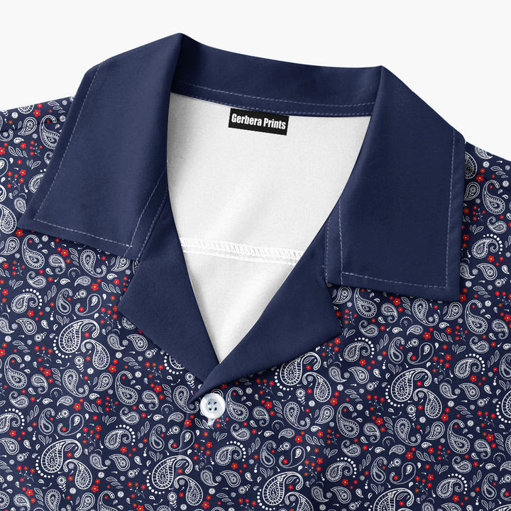 Navy Paisley Hawaiian Shirt