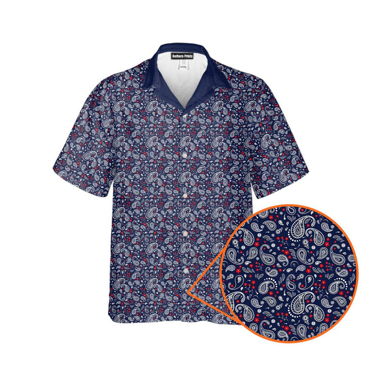 Navy Paisley Hawaiian Shirt