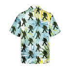 Bigfoot Sasquatch Golf Shirt Tropical Palm Leaves - Golf Hawaiian Shirt
