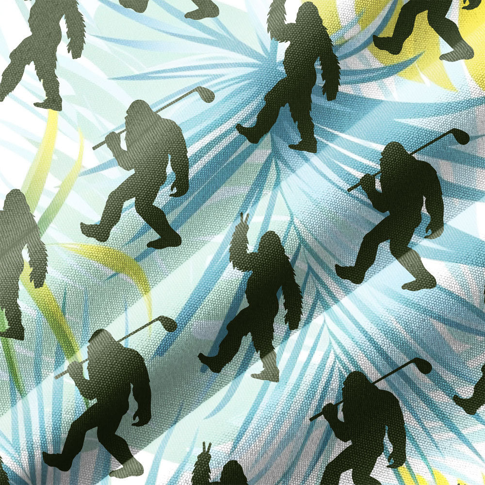 Bigfoot Sasquatch Golf Shirt Tropical Palm Leaves - Golf Hawaiian Shirt