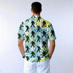 Bigfoot Sasquatch Golf Shirt Tropical Palm Leaves - Golf Hawaiian Shirt