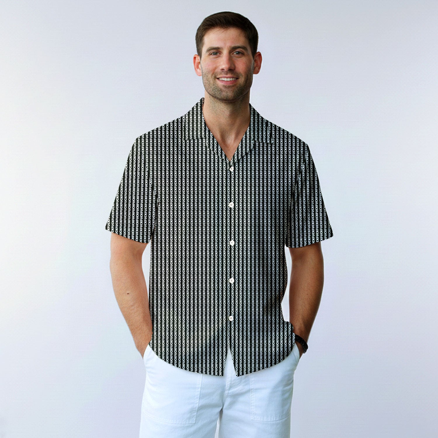 The F#@K Striped - Golf Hawaiian Shirt-Hawaiian Shirt-Gerbera Prints