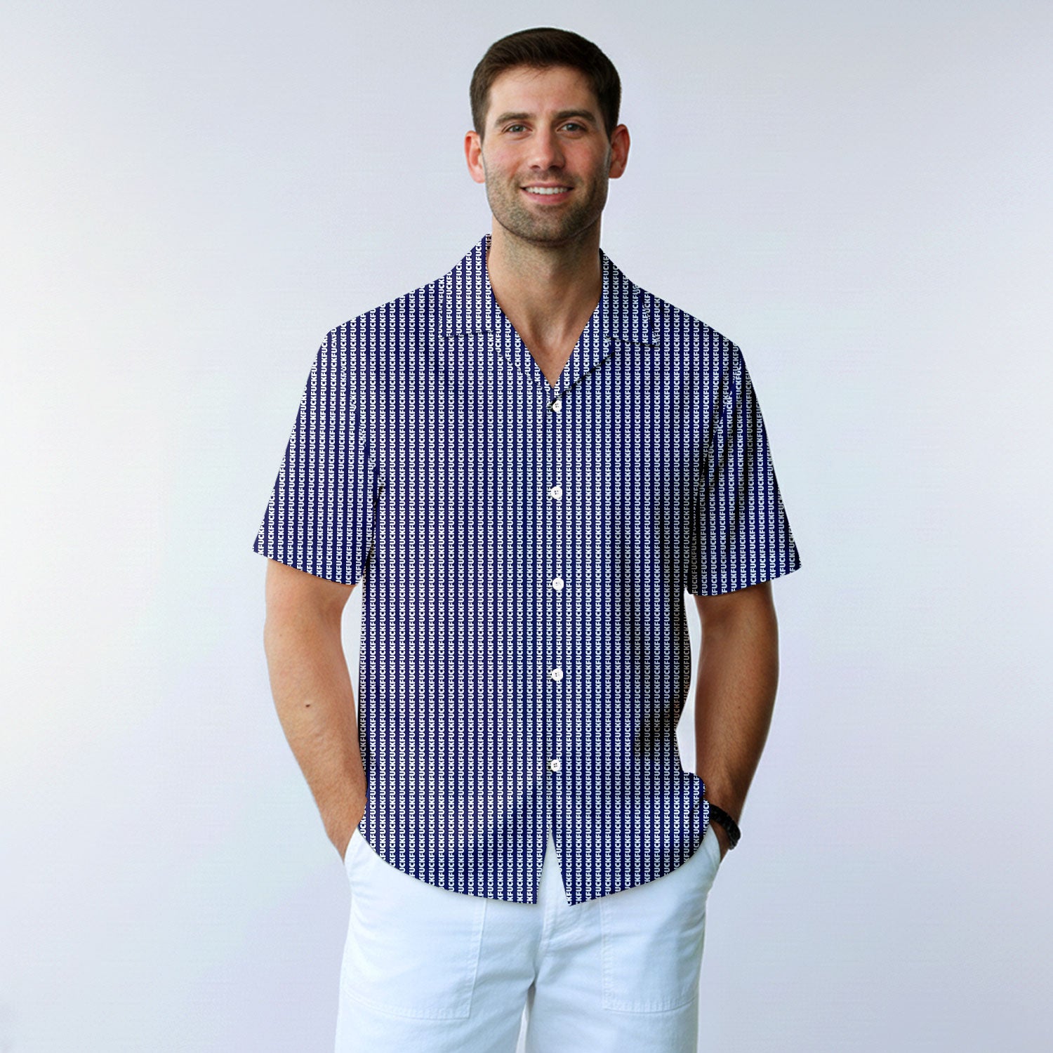 The F#@K Striped - Golf Hawaiian Shirt-Hawaiian Shirt-Gerbera Prints
