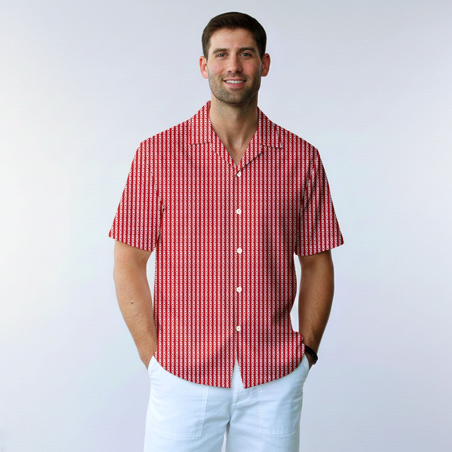 The F#@K Striped - Golf Hawaiian Shirt-Hawaiian Shirt-Gerbera Prints