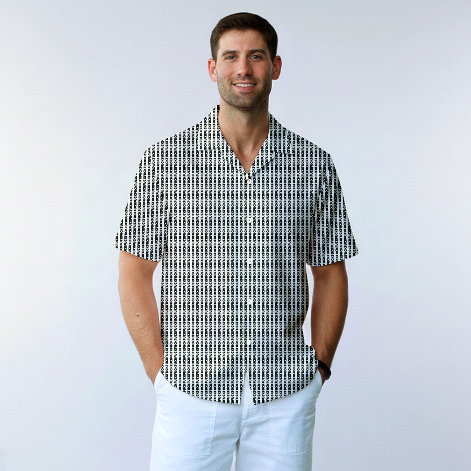 The F#@K Striped - Golf Hawaiian Shirt-Hawaiian Shirt-Gerbera Prints