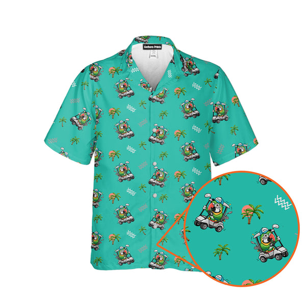 Parrot Drives Golf Cart - Funny Golf Hawaiian Shirt