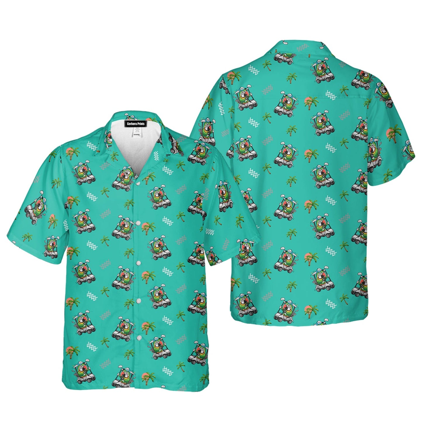 Parrot Drives Golf Cart - Funny Golf Hawaiian Shirt