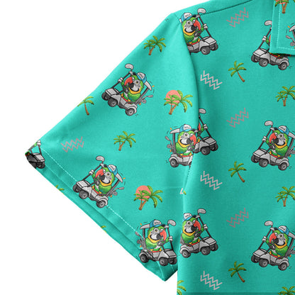 Parrot Drives Golf Cart - Funny Golf Hawaiian Shirt