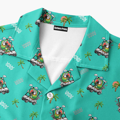 Parrot Drives Golf Cart - Funny Golf Hawaiian Shirt