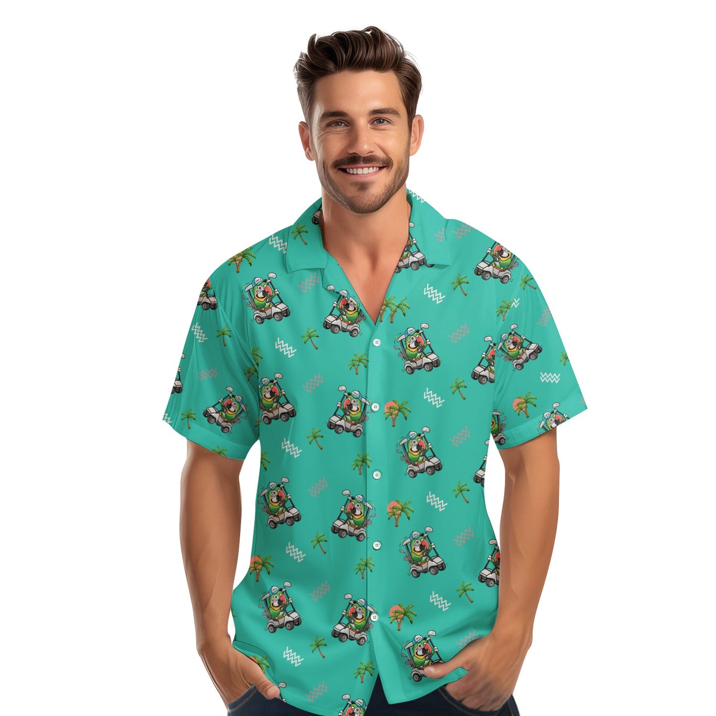 Parrot Drives Golf Cart - Funny Golf Hawaiian Shirt