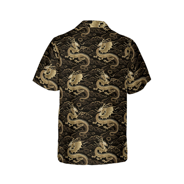 Black Gold Chinese Traditional Dragon Hawaiian Shirt 