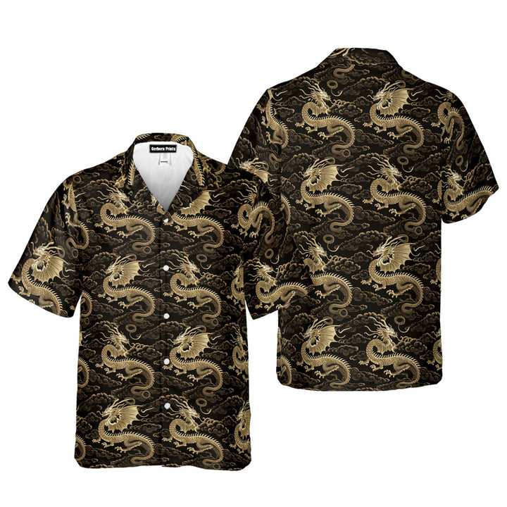 Black Gold Chinese Traditional Dragon Hawaiian Shirt 