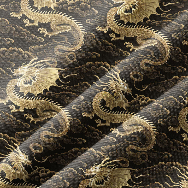 Black Gold Chinese Traditional Dragon Hawaiian Shirt 