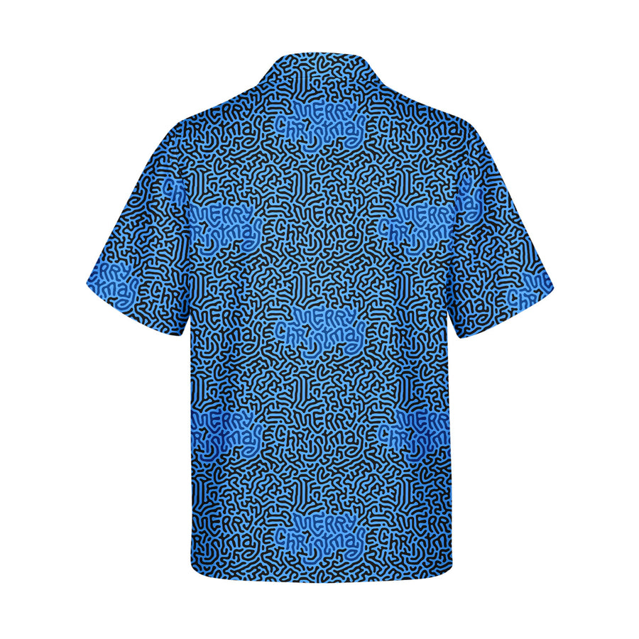 Back preview of Merry Christmas Holiday Hidden Text Message - Golf Hawaiian Shirt with your team and number
