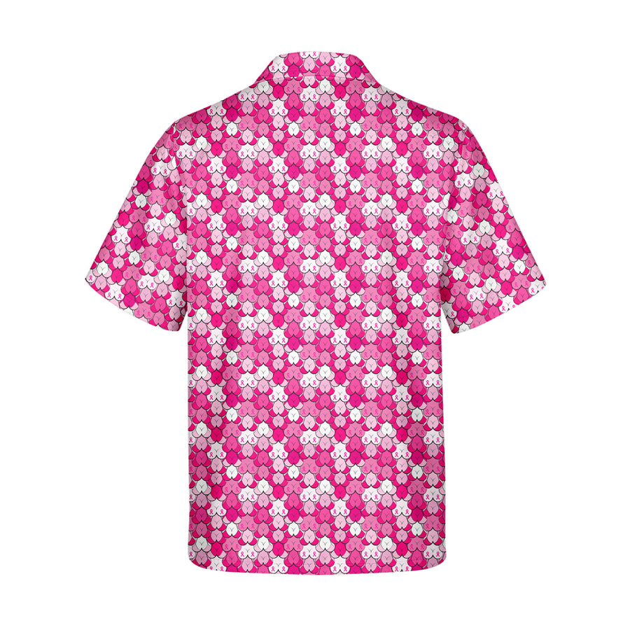 Back preview of Pink Ribbon - Funny Golf Hawaiian Shirt with your team and number