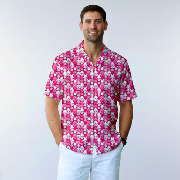 Pink Ribbon Funny Golf Hawaiian Shirt - Worn by Model