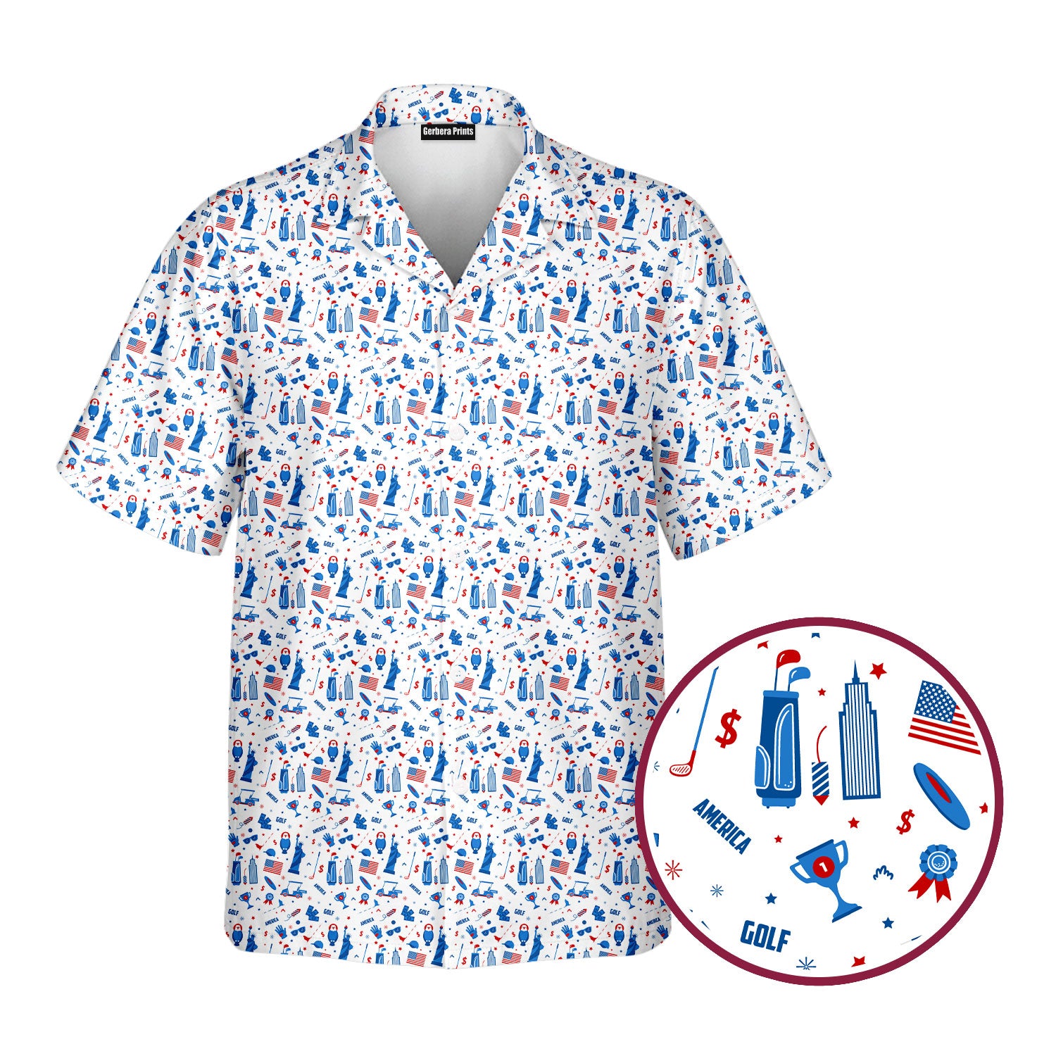 America Golf - Funny Golf Hawaiian Shirt-Hawaiian Shirt-Gerbera Prints