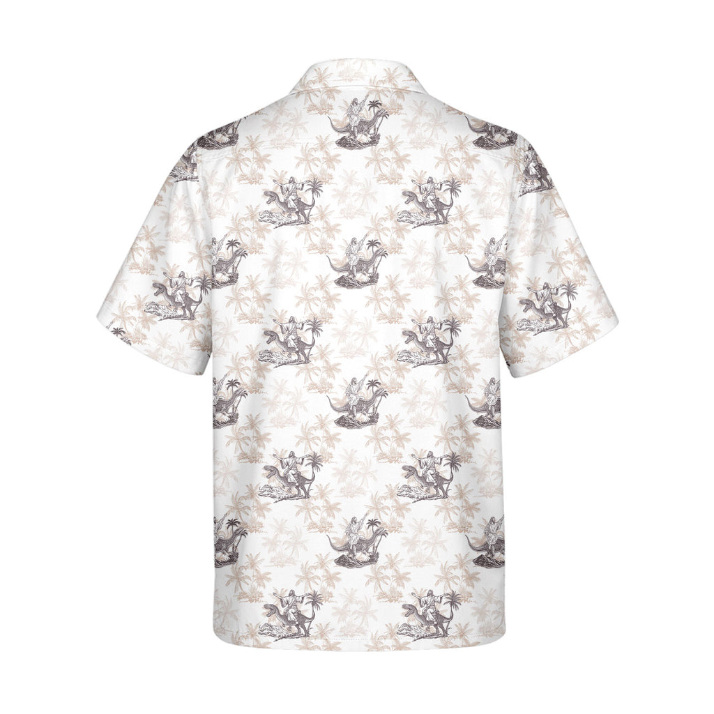Jesus Riding Dinosaur - Funny Golf Hawaiian Shirt-Hawaiian Shirt-Gerbera Prints