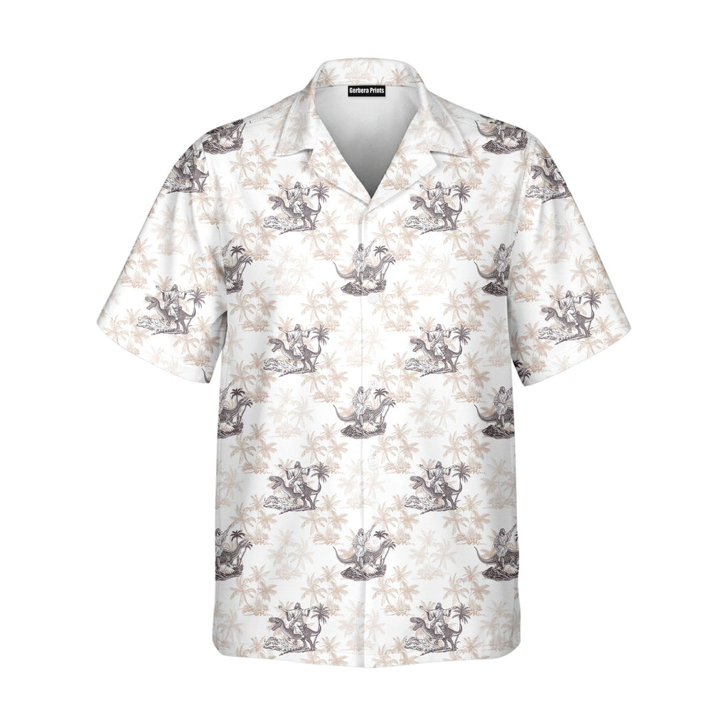 Jesus Riding Dinosaur - Funny Golf Hawaiian Shirt-Hawaiian Shirt-Gerbera Prints