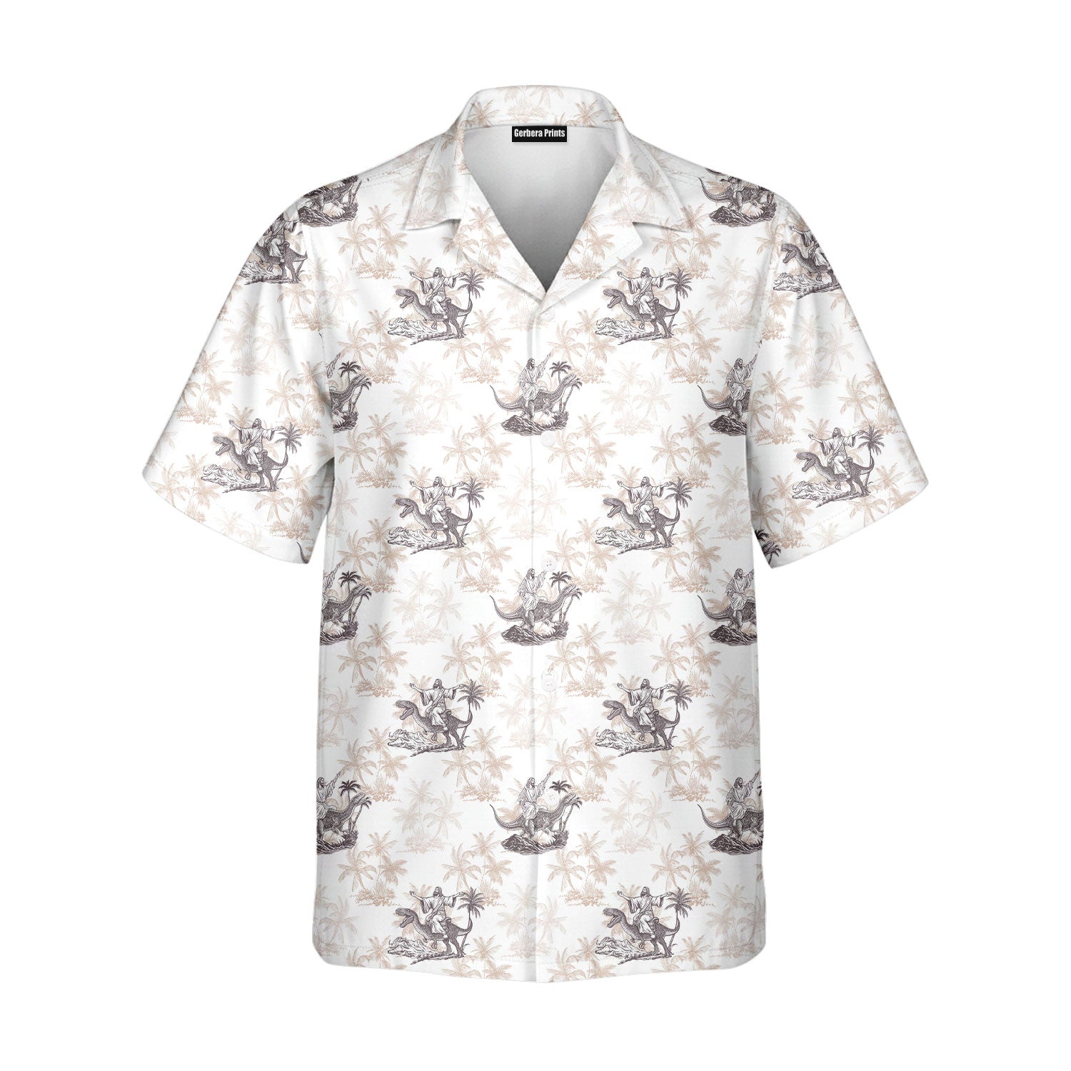 Jesus Riding Dinosaur - Funny Golf Hawaiian Shirt-Hawaiian Shirt-Gerbera Prints