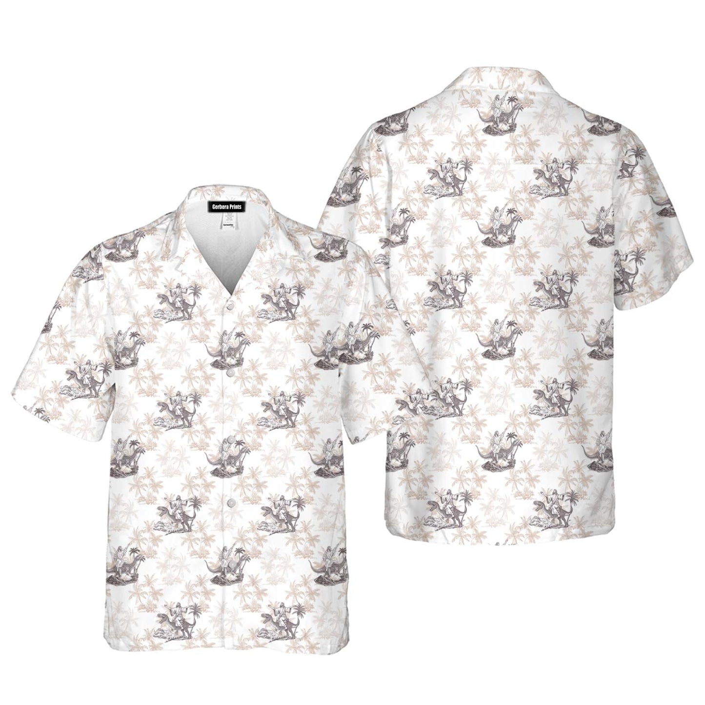 Jesus Riding Dinosaur - Funny Golf Hawaiian Shirt