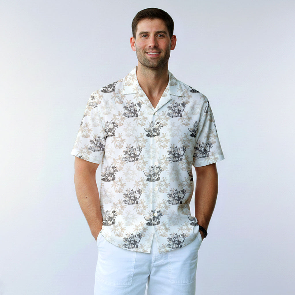 Jesus Riding Dinosaur - Funny Golf Hawaiian Shirt-Hawaiian Shirt-Gerbera Prints