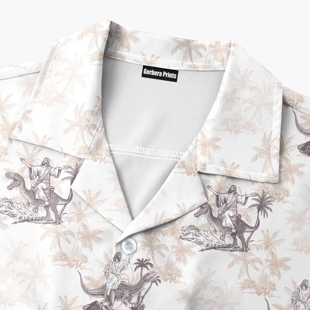 Jesus Riding Dinosaur - Funny Golf Hawaiian Shirt