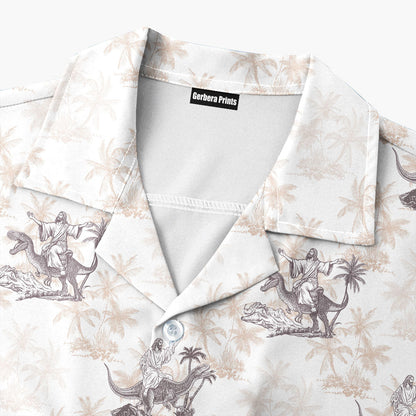 Jesus Riding Dinosaur - Funny Golf Hawaiian Shirt