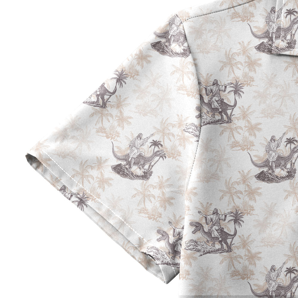 Jesus Riding Dinosaur - Funny Golf Hawaiian Shirt