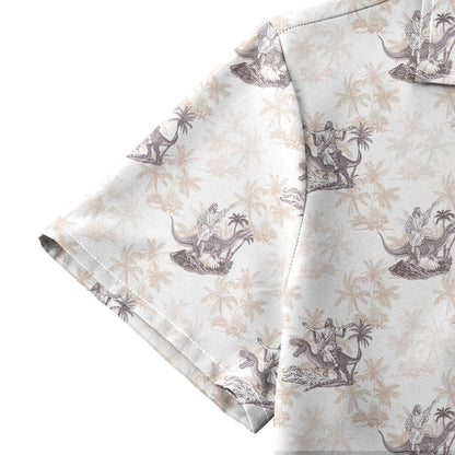 Jesus Riding Dinosaur - Funny Golf Hawaiian Shirt
