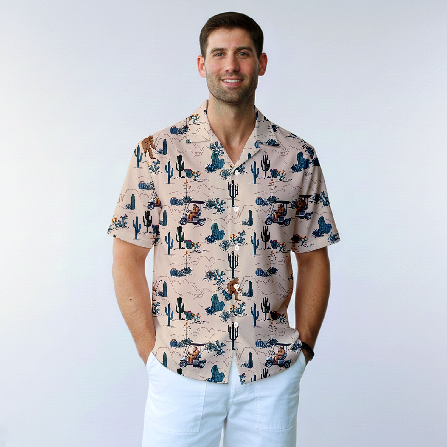 bigfoot dress shirt 4th Of July Bigfoot Hawaiian Button Up Shirt For Men