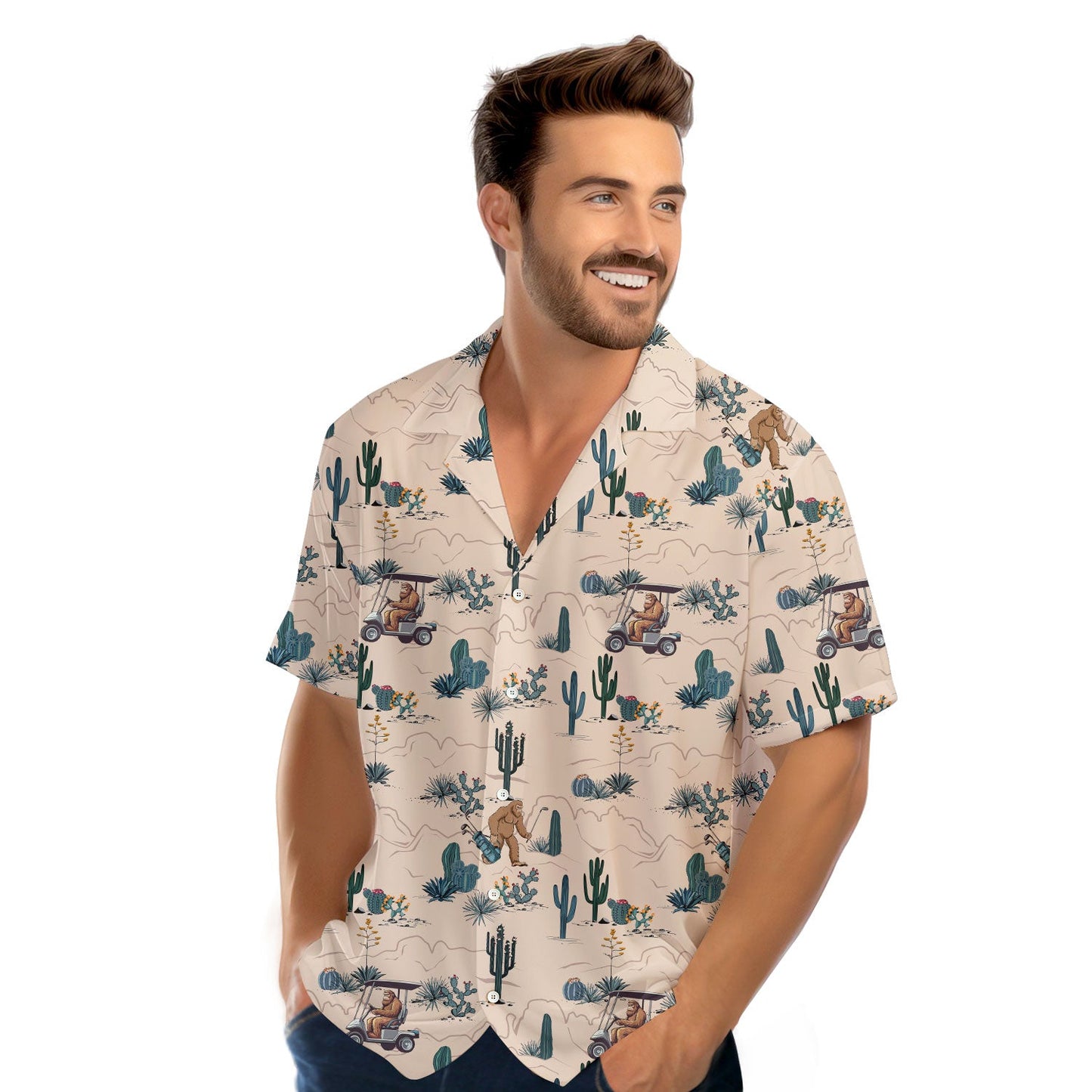 Bigfoot On The Green - Funny Golf Hawaiian Shirt