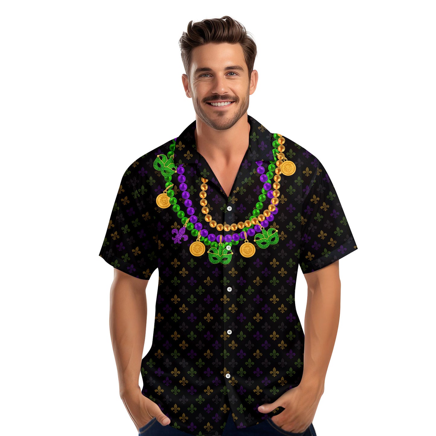 Here for the Beads - Funny Golf Hawaiian Shirt