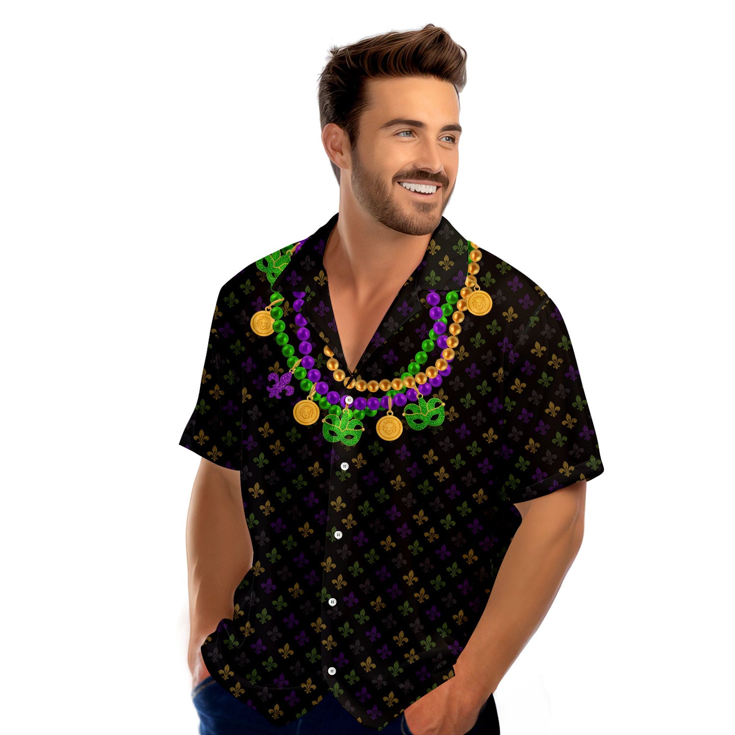 Here for the Beads - Funny Golf Hawaiian Shirt