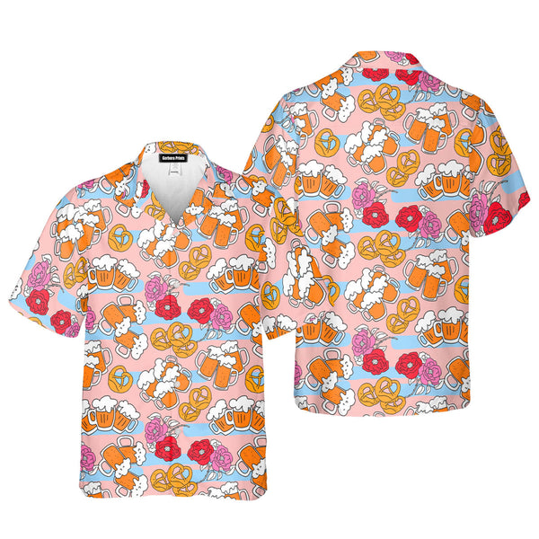 Pink Oktoberfest Beer Flowers Hawaiian Shirt