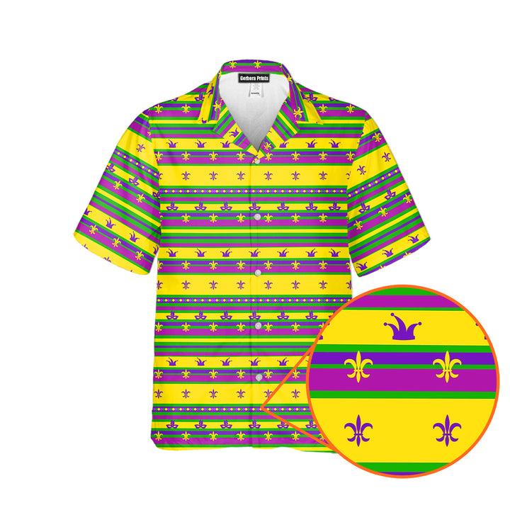 Striped Mardi Gras Hawaiian Shirt 