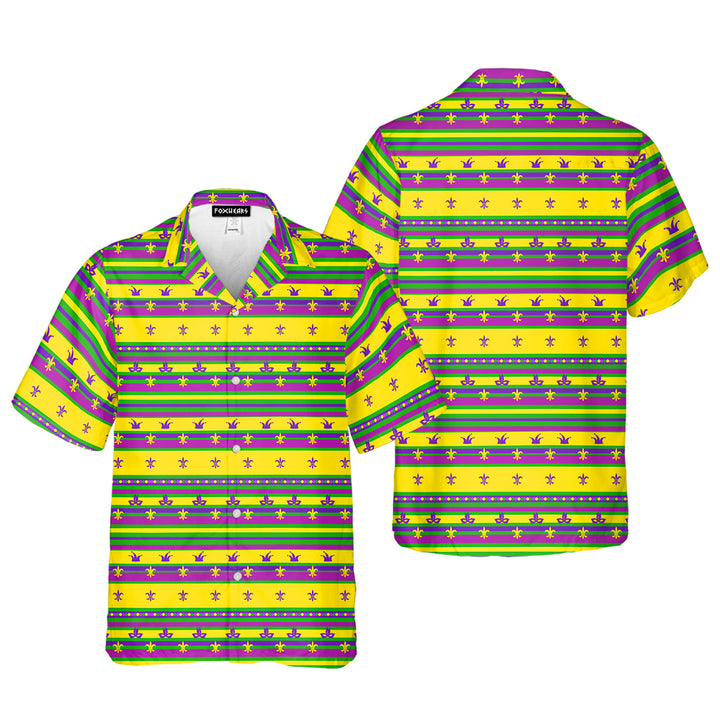 Striped Mardi Gras Hawaiian Shirt 