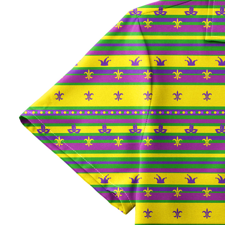 Striped Mardi Gras Hawaiian Shirt 