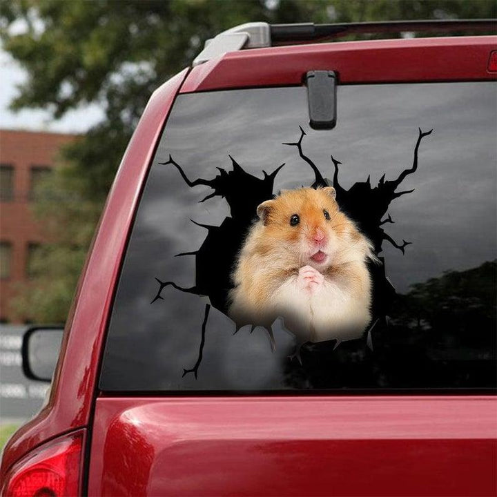 Hamster Cracked Car Decal Sticker | Waterproof | PVC Vinyl | CCS1909